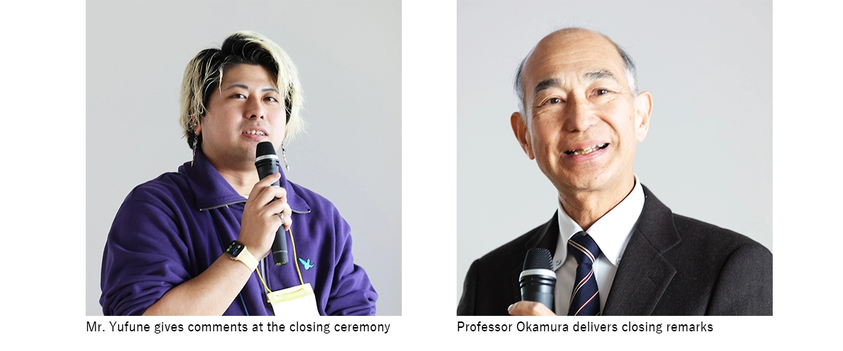 Mr. Yufune gives comments at the closing ceremony Professor Okamura delivers closing remarks
