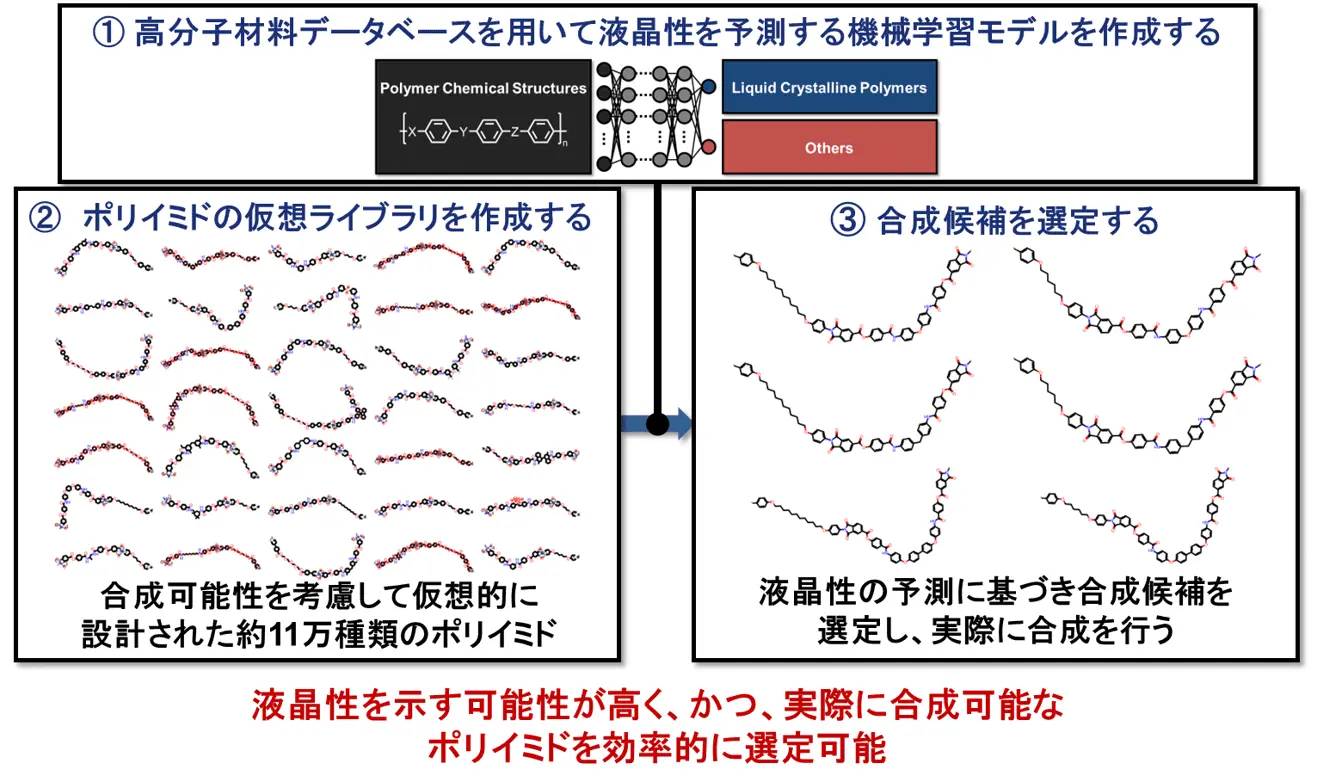 熱伝導率が極めて高い液晶性ポリイミドの合成に成功～機械学習による効率的な分子設計で高機能材料開発を変革～