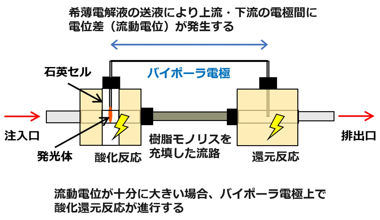 流れの力で電気化学発光を実現～給電不要の新技術、環境モニタリング応用にも期待～