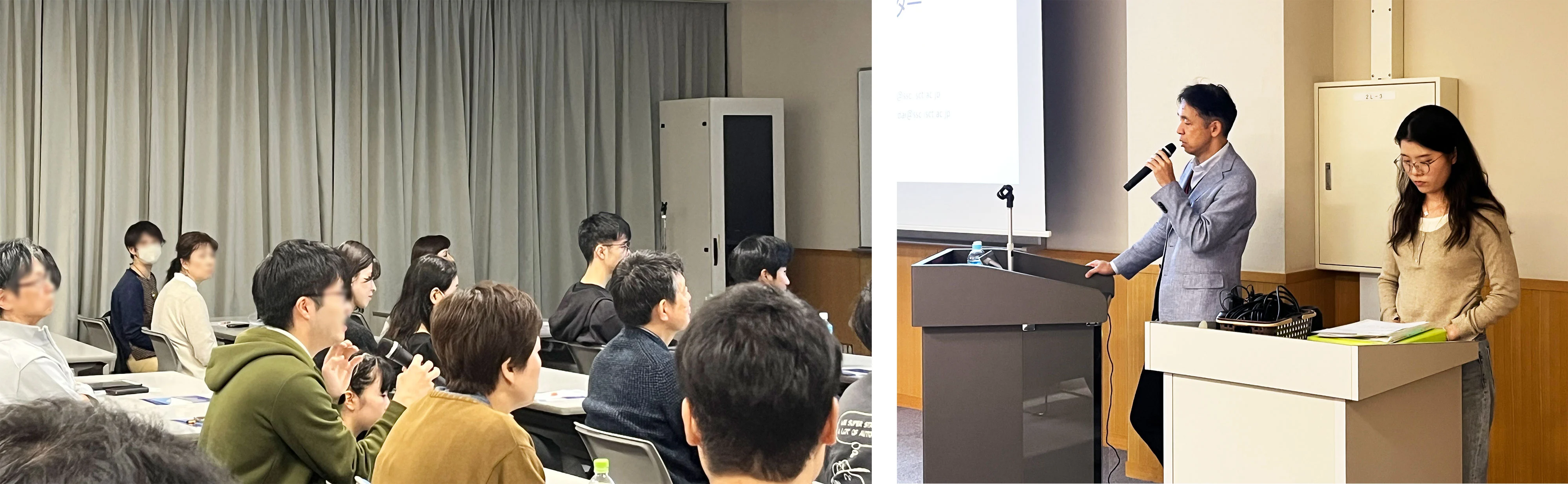 左画像：参加者　右画像：平石と学修コンシェルジュJr.