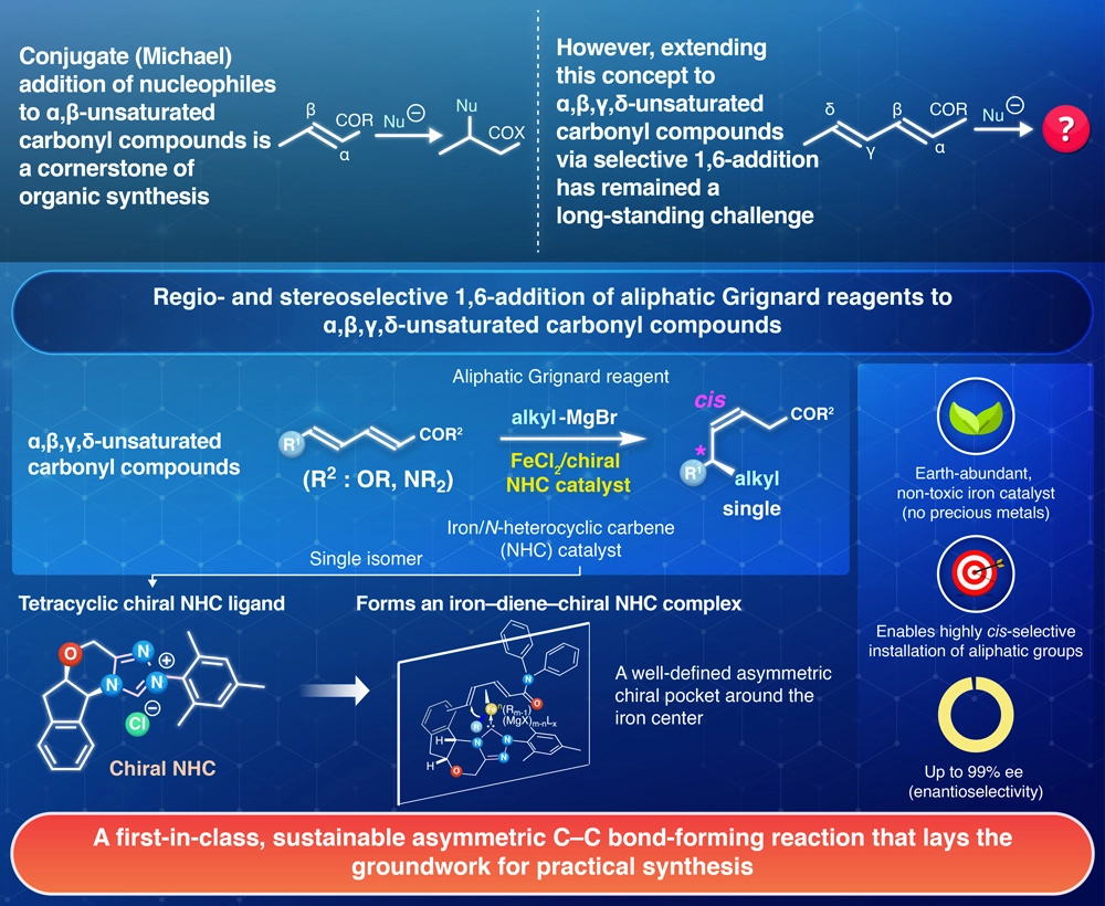 Highly selective asymmetric 1,6-addition of aliphatic Grignard reagents to α,β,γ,δ-unsaturated carbonyl compounds