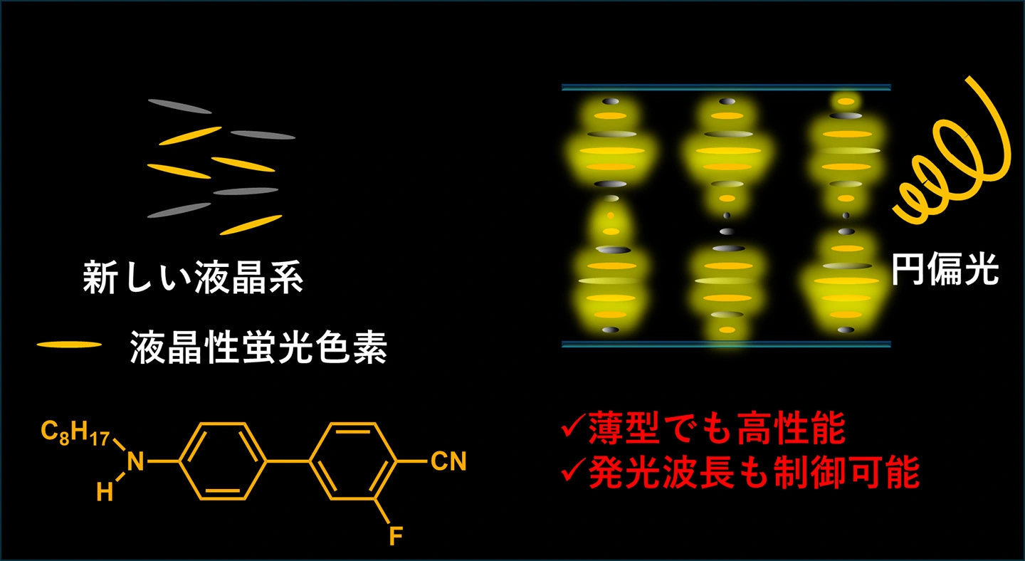 液晶性発光色素により薄膜で実装レベルの円偏光発光を実現～オプトエレクトロニクス分野への応用に期待～