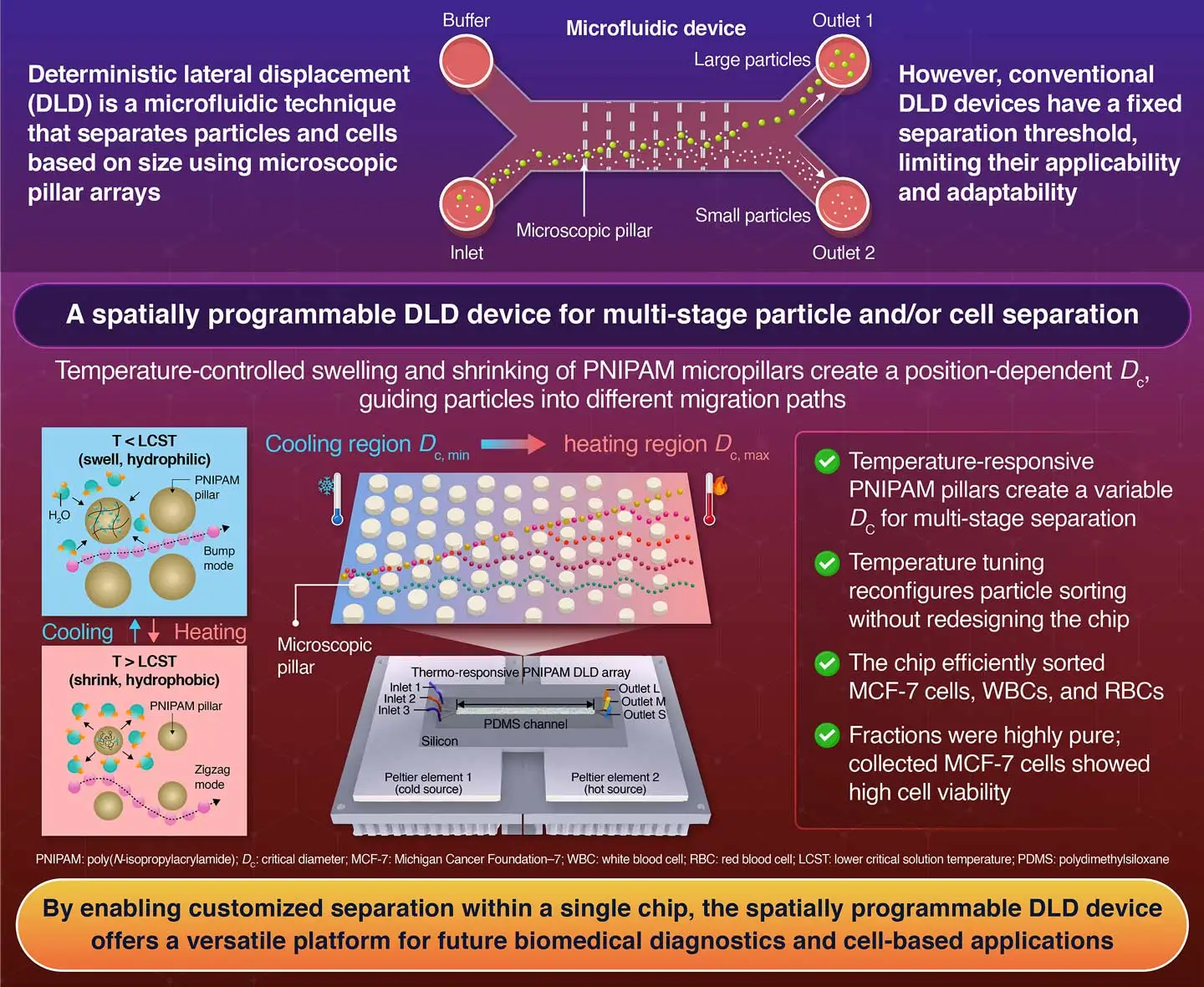 Spatially Programmable Deterministic Lateral Displacement for Multi-Stage Microfluidic Separation