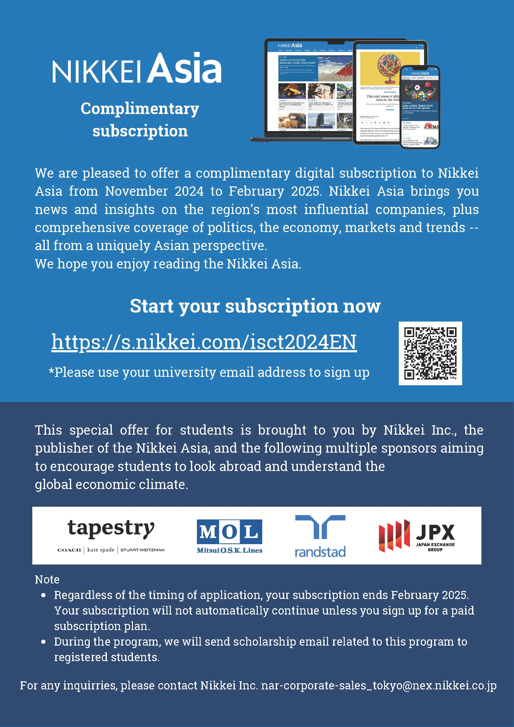 A complimentary digital subscription to Nikkei Asia